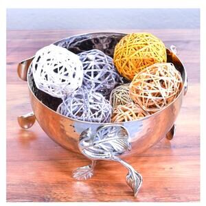 SILVER PLATED DECORATIVE SERVING BOWL WITH LEAF EMBELLISHMENTS CHEER COLLECTION